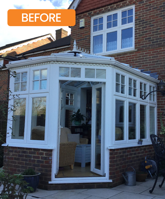 Conservatory in Horsham before new roof installation - Roofing Services