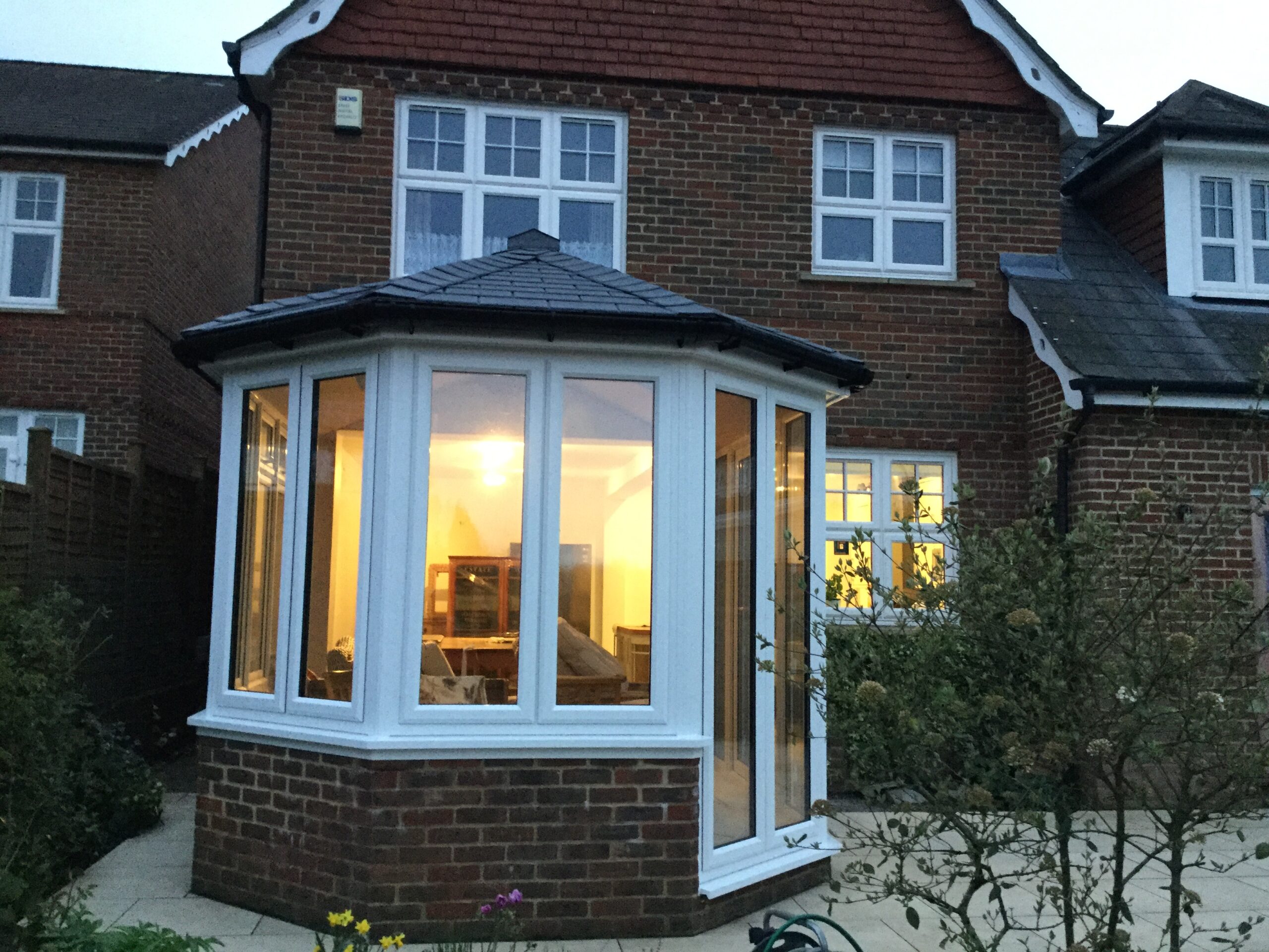 Balle Dorking conservatory amend brickwork, new windows and doors triple glazed, supalite roof mar 19 2